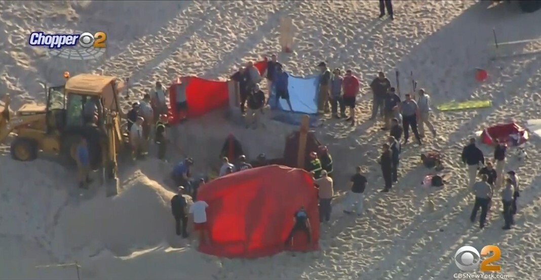 An 18-year-old man died after becoming trapped in a hole in the sand on a New Jersey beach Tuesday.