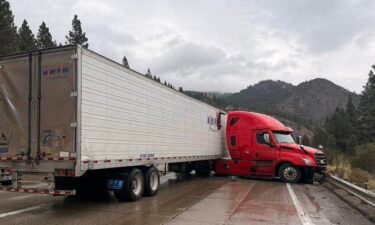 Traffic is being turned on eastbound Interstate 80 in the Hirschdale area due to a jackknifed semi truck
